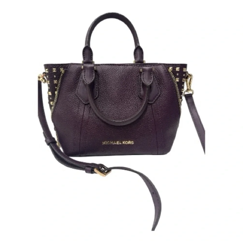 Michael Kors Dark Purple Studded Satchel  Rare XS Aria Studded Satchel Crossbody